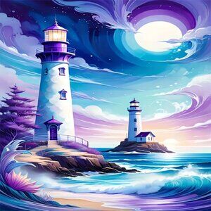 Lighthouse Seaside Scenery Diamond Painting Kit - New - 8 x 12
